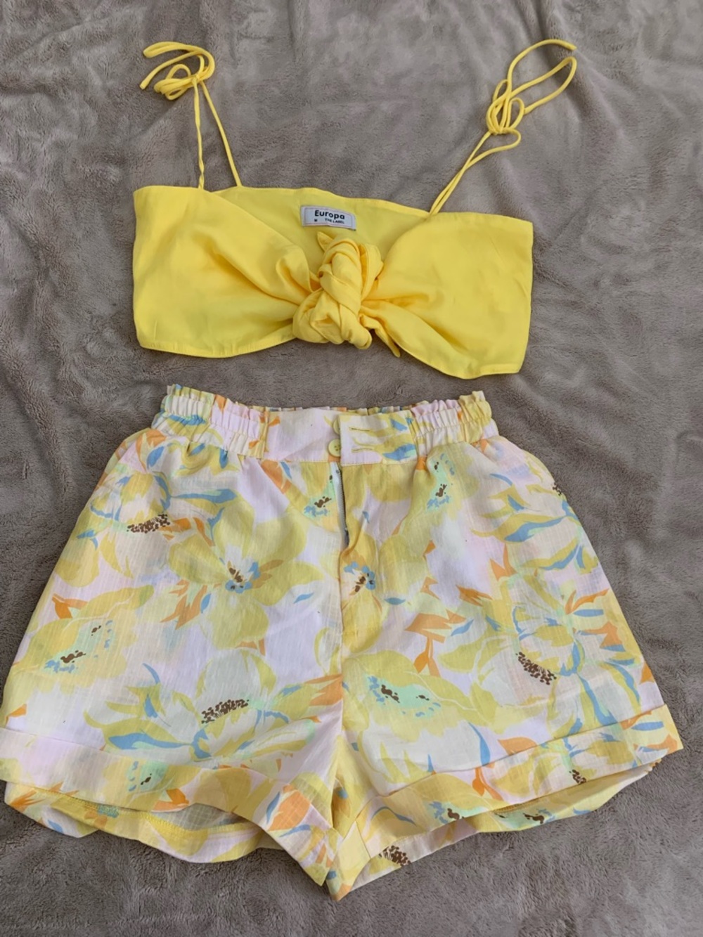 Yellow Floral Linen Blend 2 piece set
